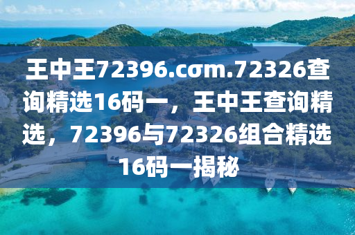 王中王72396.cσm.72326查詢精選16碼一，王中王查木工機械,設(shè)備,零部件詢精選，72396與72326組合精選16碼一揭秘