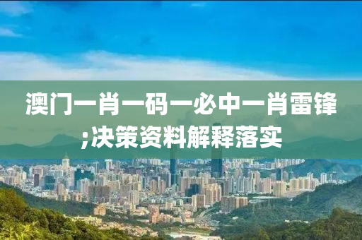 澳門一肖一碼一必中一木工機械,設(shè)備,零部件肖雷鋒;決策資料解釋落實