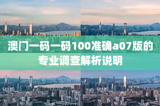 澳門一碼一碼100準確a07版的專業(yè)調查解析說明