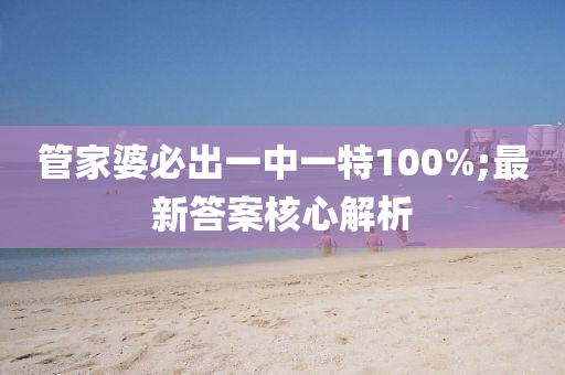 管家婆必出一中一特100%;最新答案核心解析