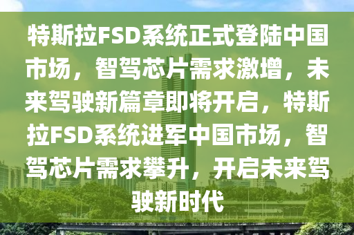 特斯拉FSD系統(tǒng)正式登陸中國(guó)市場(chǎng)，智駕芯片需求激增，未來駕駛新篇章即將開啟，特斯拉FSD系統(tǒng)進(jìn)軍中國(guó)市場(chǎng)，智駕芯片需求攀升，開啟未來駕駛新時(shí)代木工機(jī)械,設(shè)備,零部件