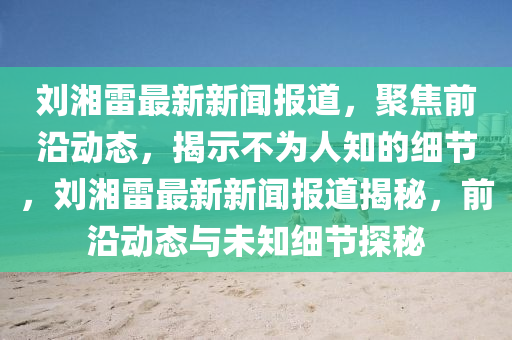 劉湘雷最新新聞報道，聚焦前沿動態(tài)，揭示不為人知的細節(jié)，劉湘雷最新新聞報道揭秘，前沿動態(tài)與未知細節(jié)探秘木工機械,設備,零部件