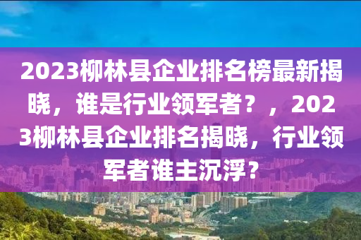 2023柳林縣企業(yè)排名榜最新揭曉，誰是行業(yè)領(lǐng)軍者？，2023柳林縣企業(yè)排名揭曉，行業(yè)領(lǐng)軍者誰主沉?。?></div><div   id=