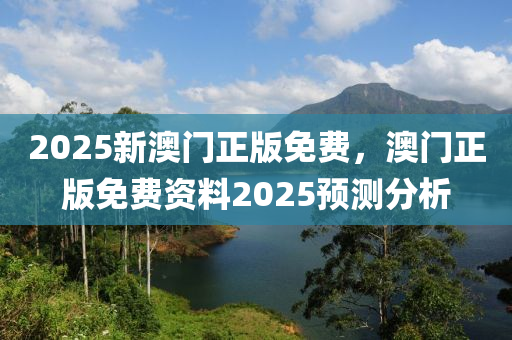 2025新澳門正版免費，澳門正版免費資料2025預測分析木工機械,設備,零部件