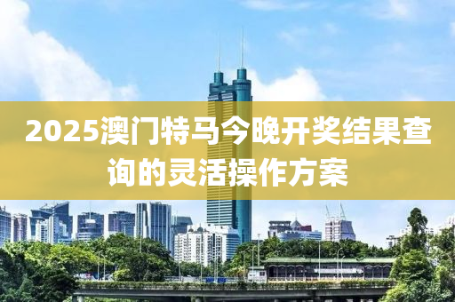 2025澳門(mén)特馬今晚開(kāi)獎(jiǎng)結(jié)果查詢的靈活操作方案