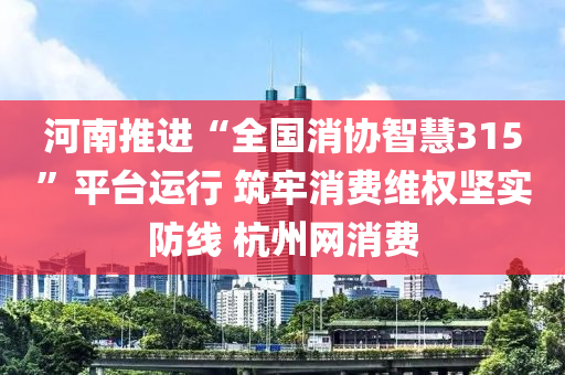 河南推進“全國消協(xié)智慧315”平臺運行 筑牢消木工機械,設備,零部件費維權堅實防線 杭州網(wǎng)消費