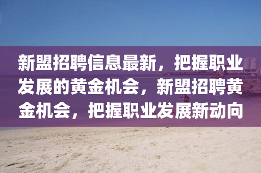 新盟招聘信息最新，把握職業(yè)發(fā)展的黃金機會，新盟招聘黃金機會，把握職業(yè)發(fā)展新動向