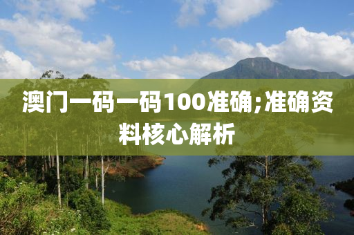 澳門一碼一碼100準確;準確資料核心解析