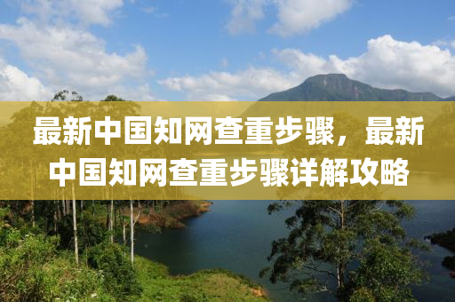 最新中國知網(wǎng)查重步驟，最新中國知網(wǎng)查重步驟詳解攻略