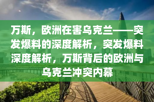 萬(wàn)斯，歐洲在害烏克蘭——突發(fā)爆料的深度解析，突發(fā)爆料深度解析，萬(wàn)斯背后木工機(jī)械,設(shè)備,零部件的歐洲與烏克蘭沖突內(nèi)幕