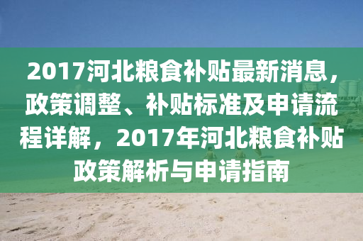 2017河北糧木工機械,設備,零部件食補貼最新消息，政策調(diào)整、補貼標準及申請流程詳解，2017年河北糧食補貼政策解析與申請指南