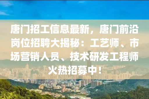 唐門招工信息最新，唐門前沿崗位招聘大揭秘：工藝師、市場營銷人員、技術(shù)研發(fā)工程師火熱招募中！