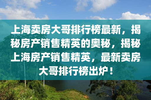 上海賣房大哥排行榜最新，揭秘房產(chǎn)銷售精英的奧秘，揭秘上海房產(chǎn)銷售精英，最新賣房大哥排行榜出爐！