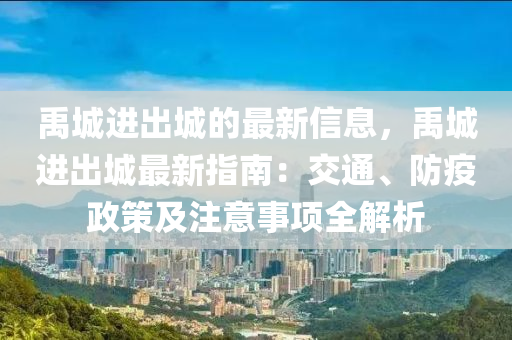 禹城進出城的最新信息，禹城進出城最新指南：交通、防疫政策及注意事項全解析