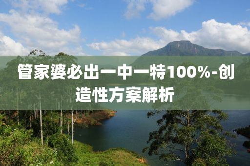 管家婆必出一中一特100%-創(chuàng)造性方案解析