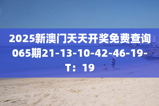 2025新澳門天天開獎(jiǎng)免費(fèi)查詢065期21-13-10-42-46-19-T：19