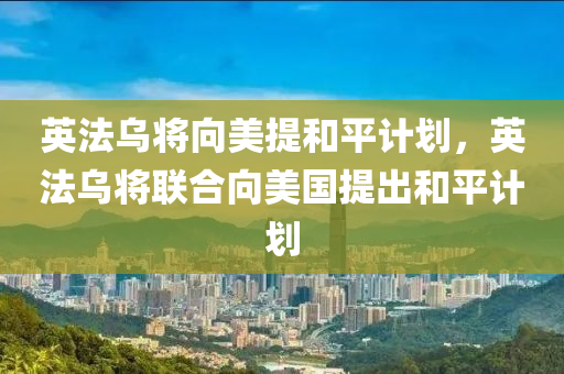 英法烏將向美提和平計劃，英法烏將聯(lián)合向美國提出和平計劃