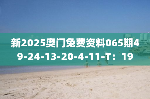 新2025奧門兔費資料065期49-24-13-20-4-11-T：19