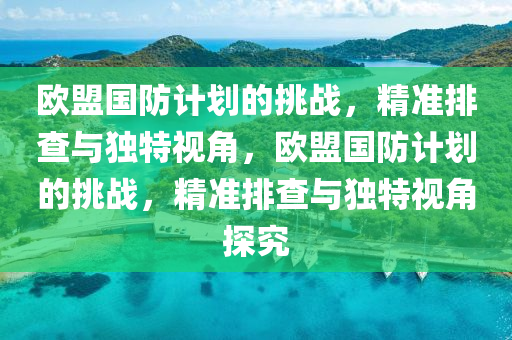 歐盟國防計劃的挑戰(zhàn)，精準排查與獨特視角，歐盟國防計劃的挑戰(zhàn)，精準排查與獨特視角探究