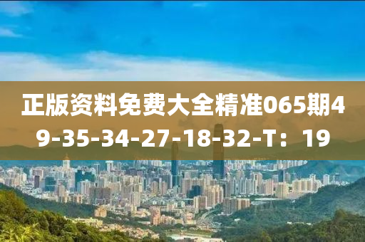 正版資料免費大全精準065期49-35-34-27-18-32-T：19