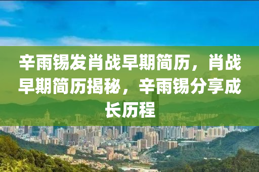 辛雨錫發(fā)肖戰(zhàn)早期簡歷，肖木工機械,設(shè)備,零部件戰(zhàn)早期簡歷揭秘，辛雨錫分享成長歷程