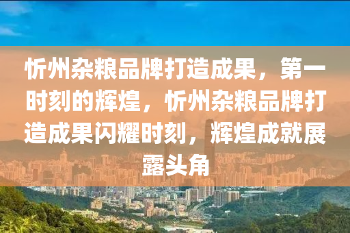 忻州雜糧品牌打造成果，第一時刻的輝煌，忻州雜糧品牌打造成果閃耀時刻，輝煌成就展露頭角木工機(jī)械,設(shè)備,零部件