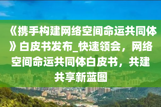 《攜手構建網絡空間命運共同體》白皮書發(fā)布_快速領會，網絡空間命運共同體白皮書，共建共享新藍圖