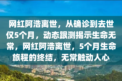 網(wǎng)紅阿浩離世，從確診到去世僅5個月，動態(tài)跟測揭示生命無常，網(wǎng)紅阿浩離世，5個月生命旅程木工機械,設備,零部件的終結，無常觸動人心