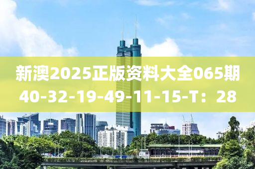 新澳2025正版資料大全065期40-32-19-49-11-15-T：28