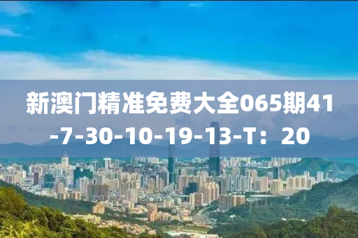 新澳門精準免木工機械,設備,零部件費大全065期41-7-30-10-19-13-T：20