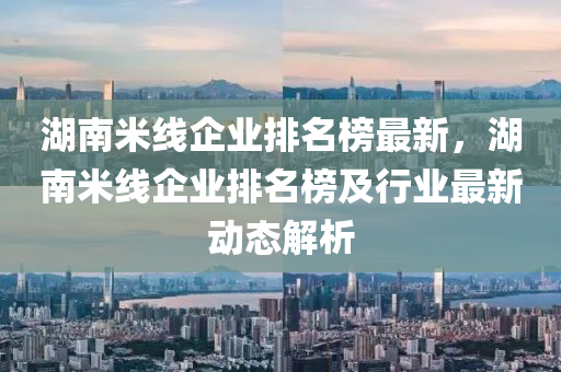 湖南米線企業(yè)排名榜最新，湖南米線企業(yè)排名榜及行業(yè)最新動態(tài)解析