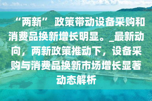 “兩新” 政策帶動設(shè)備采購和消費(fèi)品換新增長明顯。_最新動向，兩新政策推動下，設(shè)備采購與消費(fèi)品換新市場增長顯著動態(tài)解析