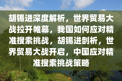 胡錫進深度解析，世界貿易大戰(zhàn)拉開帷幕，我國如何應對精準搜索挑戰(zhàn)，胡錫進剖析，世界貿易大戰(zhàn)開啟，中國應對精準搜索挑戰(zhàn)策略