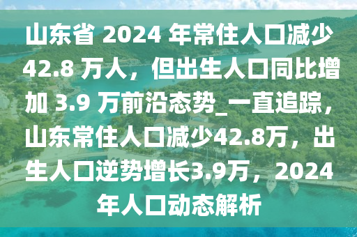 山東省 2024 年常住人口減少 42.8 萬人，但出生人口同比增加 3.9 萬前沿態(tài)勢_一直追蹤，山東常住人口減少42.8萬，出生人口逆勢增長3.9萬，2024年人口動態(tài)解析