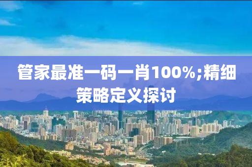 管家最準一碼一肖100%;精細策略定義探討