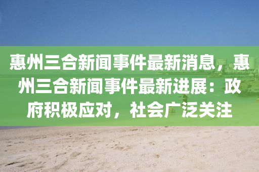 惠州三合新聞事件最新消息，惠州三合新聞事件最新進展：政府積極應對，社會廣泛關(guān)注