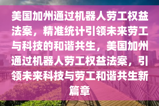 美國加州通過機(jī)器人勞工權(quán)益法案，精準(zhǔn)統(tǒng)計(jì)引領(lǐng)未來勞工與科技的和諧共生，美國加州通過機(jī)器人勞工權(quán)益法案，引領(lǐng)未來科技與勞工和諧共生新篇章