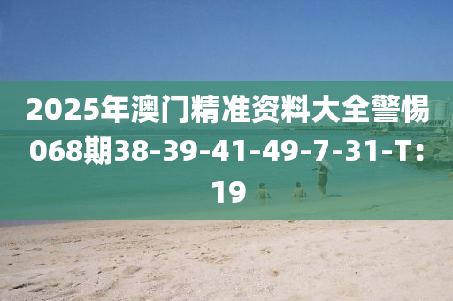 2025年澳門精準資料大全警惕068期38-39-41-49-7-31-T：19