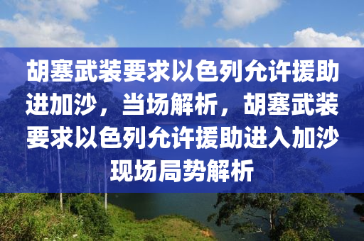 胡塞武裝要求以色列允許援助進(jìn)加沙，當(dāng)場(chǎng)解析，胡塞武裝要求以色列允許援助進(jìn)入加沙現(xiàn)場(chǎng)局勢(shì)解析