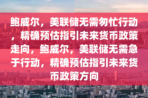 鮑威爾，美聯(lián)儲無需匆忙行動，精確預估指引未來貨幣政策走向，鮑威爾，美聯(lián)儲無需急于行動，精確預估指引未來貨幣政策方向