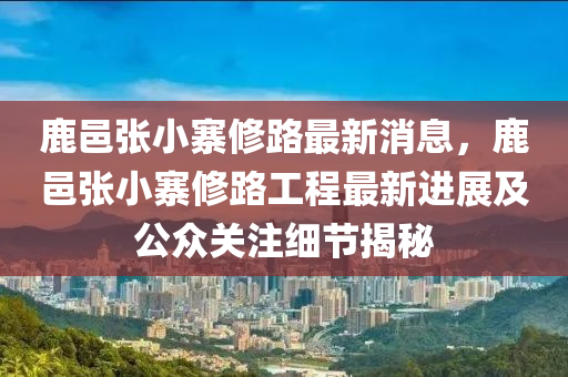 鹿邑張小寨修路最新消息，鹿邑張小寨修路工程最新進展及公眾關注細節(jié)揭秘