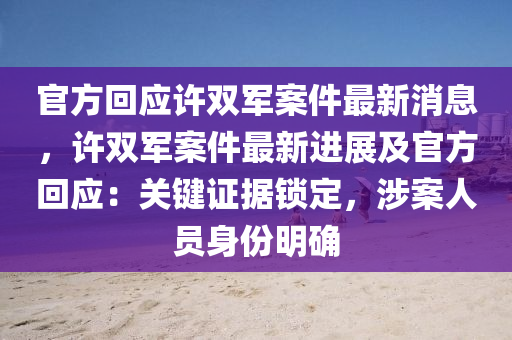 官方回應(yīng)許雙軍案件最新消息，許雙軍案件最新進(jìn)展及官方回應(yīng)：關(guān)鍵證據(jù)鎖定，涉案人員身份明確