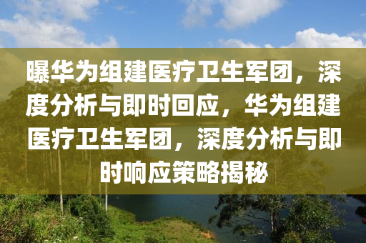 曝華為組建醫(yī)療衛(wèi)生軍團，深度分析與即時回應，華為組建醫(yī)療衛(wèi)生軍團，深度分析與即時響應策略揭秘