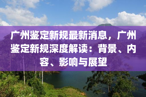 廣州鑒定新規(guī)最新消息，廣州鑒定新規(guī)深度解讀：背景、內(nèi)容、影響與展望