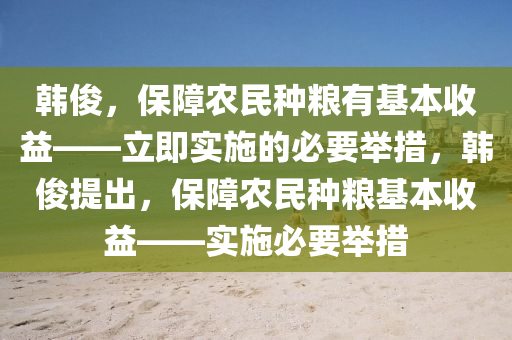 韓俊，保障農(nóng)民種糧有基本收益——立即實施的必要舉措，韓俊提出，保障農(nóng)民種糧基本收益——實施必要舉措