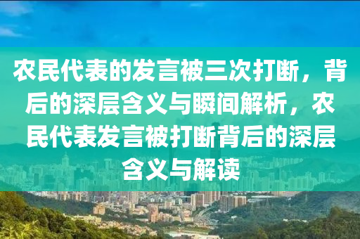 農(nóng)民代表的發(fā)言被三次打斷，背后的深層含義與瞬間解析，農(nóng)民代表發(fā)言被打斷背后的深層含義與解讀