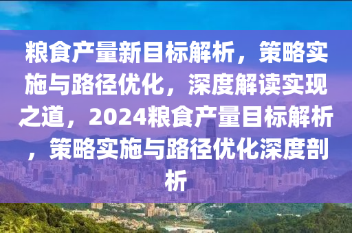 糧食產量新目標解析，策略實施與路徑優(yōu)化，深度解讀實現(xiàn)之道，2024糧食產量目標解析，策略實施與路徑優(yōu)化深度剖析