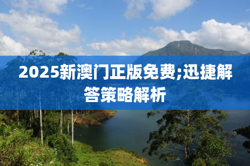 2025新澳門正版免費(fèi);迅捷解答策略解析