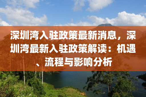 深圳灣入駐政策最新消息，深圳灣最新入駐政策解讀：機(jī)遇、流程與影響分析