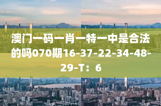 澳門一碼一肖一特一中是合法的嗎070期16-37-22-34-48-29-T：6